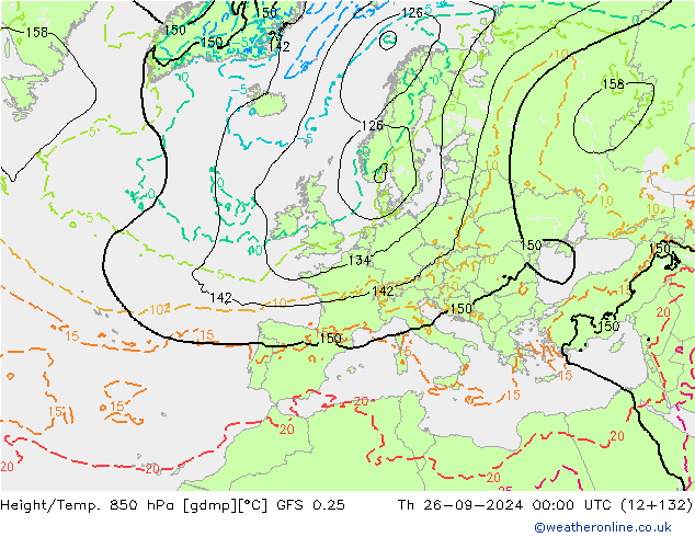 Z500/Yağmur (+YB)/Z850 GFS 0.25 Per 26.09.2024 00 UTC