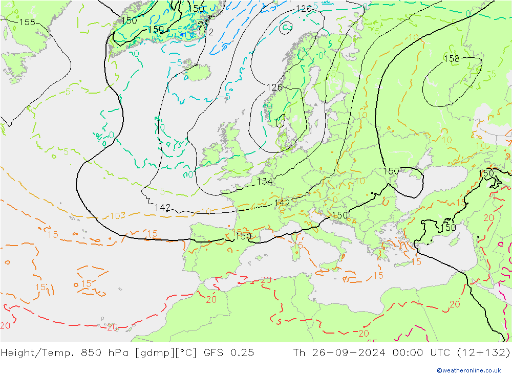 Z500/Yağmur (+YB)/Z850 GFS 0.25 Per 26.09.2024 00 UTC