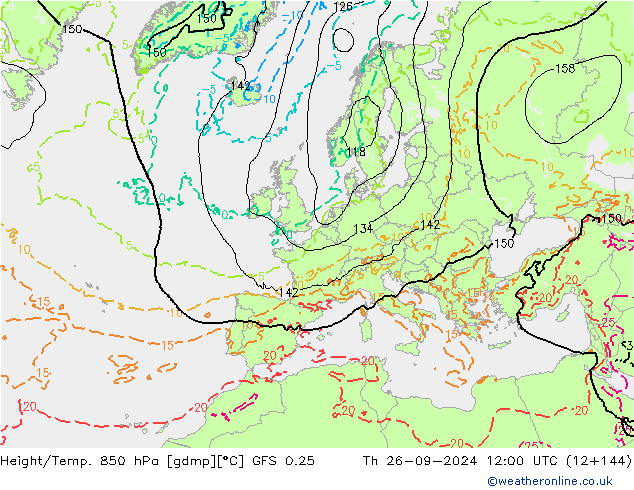 Z500/Rain (+SLP)/Z850 GFS 0.25 Do 26.09.2024 12 UTC