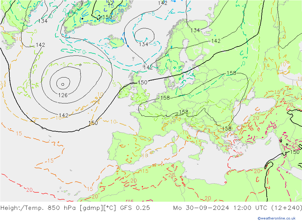 Z500/Rain (+SLP)/Z850 GFS 0.25 Mo 30.09.2024 12 UTC