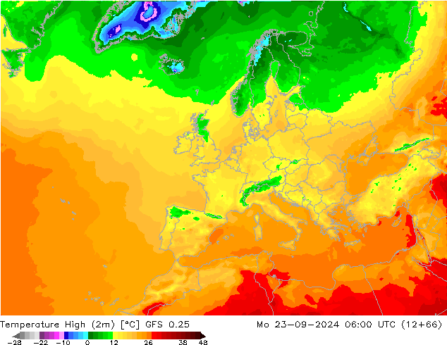 Max.  (2m) GFS 0.25  23.09.2024 06 UTC