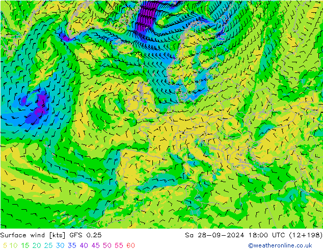 Bodenwind GFS 0.25 Sa 28.09.2024 18 UTC