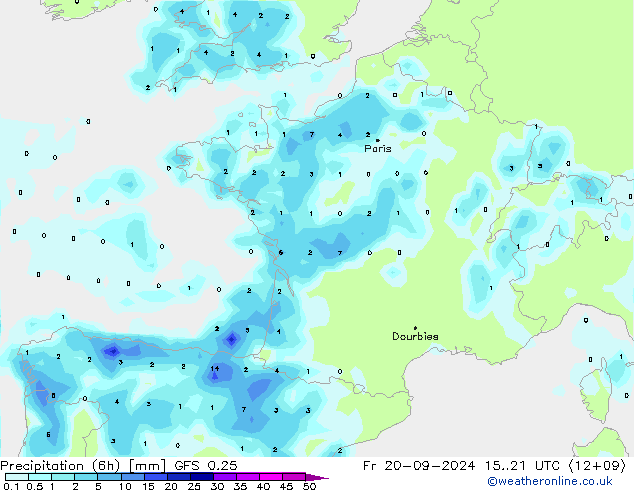 Z500/Rain (+SLP)/Z850 GFS 0.25 пт 20.09.2024 21 UTC