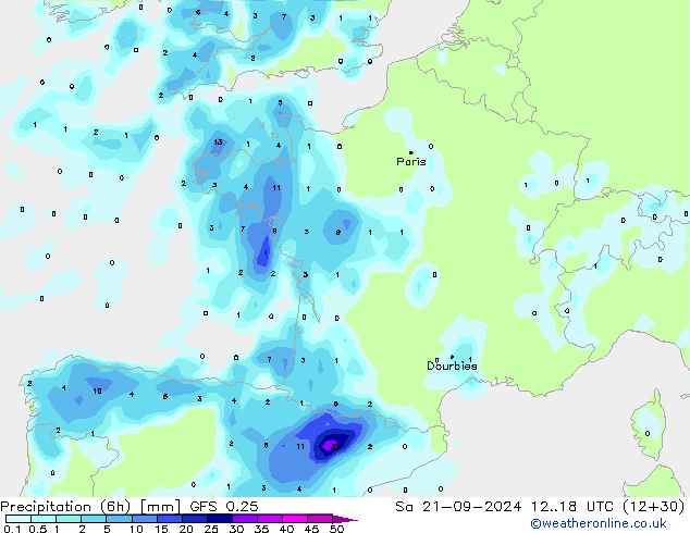 Z500/Rain (+SLP)/Z850 GFS 0.25 Sa 21.09.2024 18 UTC