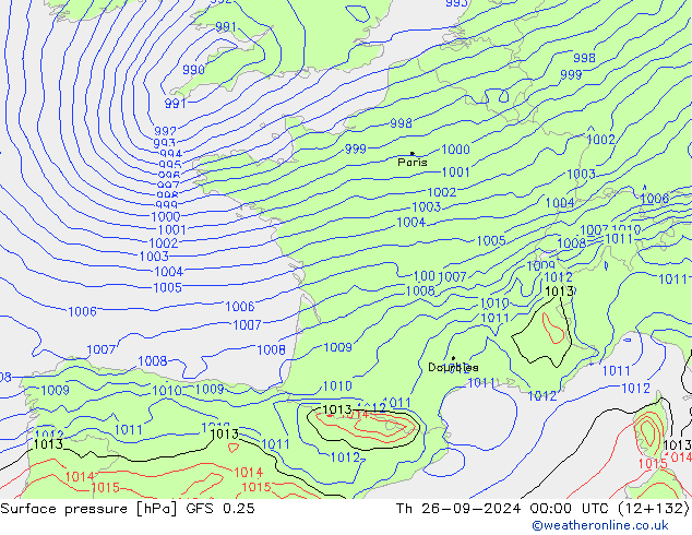 Bodendruck GFS 0.25 Do 26.09.2024 00 UTC