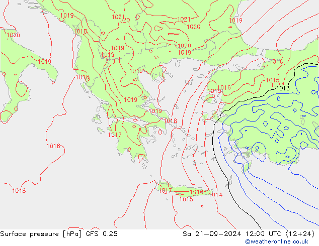 приземное давление GFS 0.25 сб 21.09.2024 12 UTC