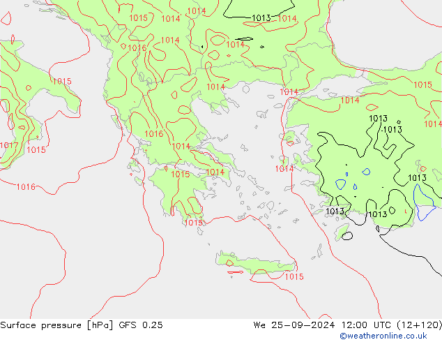 GFS 0.25: Qua 25.09.2024 12 UTC