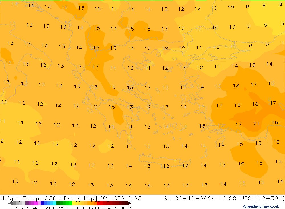 Z500/Yağmur (+YB)/Z850 GFS 0.25 Paz 06.10.2024 12 UTC