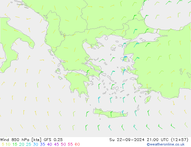 ветер 850 гПа GFS 0.25 Вс 22.09.2024 21 UTC