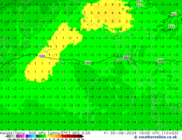 Z500/Rain (+SLP)/Z850 GFS 0.25 Pá 20.09.2024 15 UTC