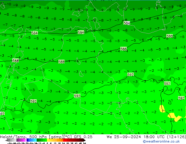 Z500/Regen(+SLP)/Z850 GFS 0.25 wo 25.09.2024 18 UTC