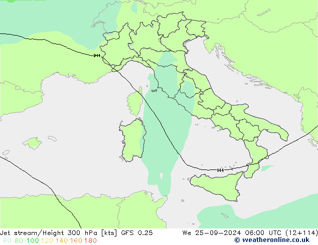 Prąd strumieniowy GFS 0.25 śro. 25.09.2024 06 UTC