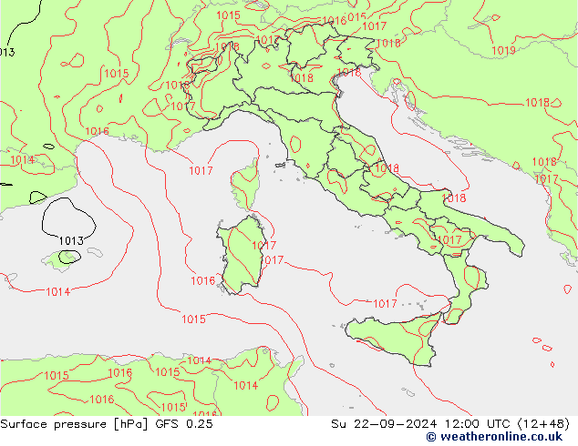 GFS 0.25: Ne 22.09.2024 12 UTC