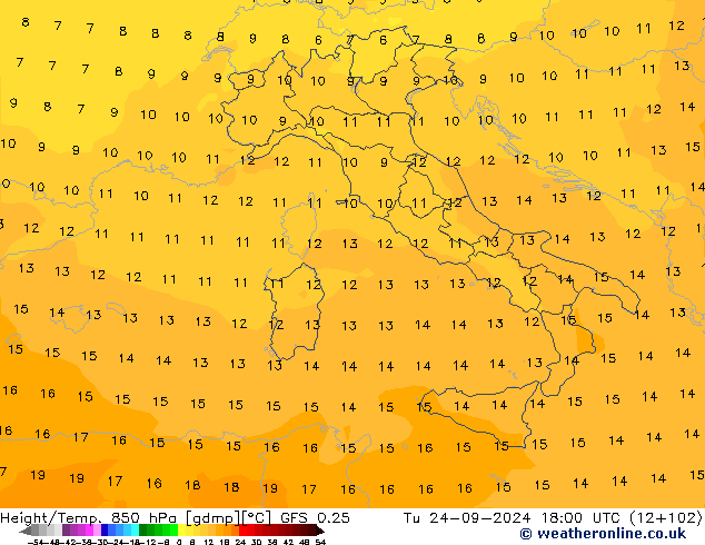 Z500/Rain (+SLP)/Z850 GFS 0.25 Ter 24.09.2024 18 UTC