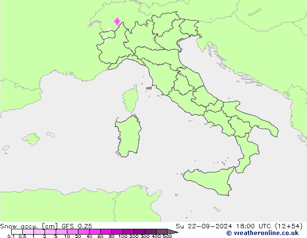 Snow accu. GFS 0.25 Su 22.09.2024 18 UTC