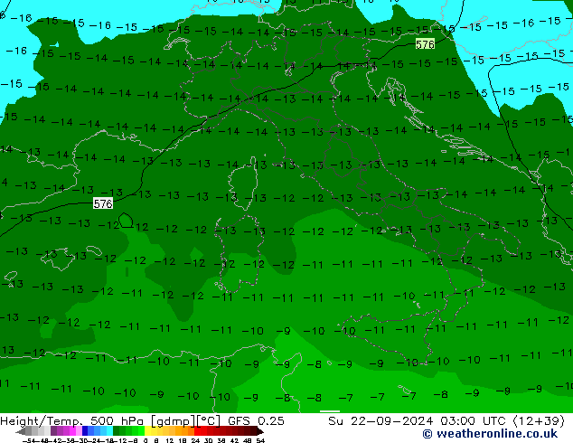 Z500/Rain (+SLP)/Z850 GFS 0.25 Su 22.09.2024 03 UTC