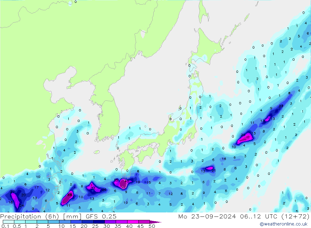 Z500/Rain (+SLP)/Z850 GFS 0.25 Mo 23.09.2024 12 UTC