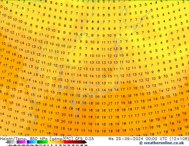 Z500/Rain (+SLP)/Z850 GFS 0.25 We 25.09.2024 00 UTC