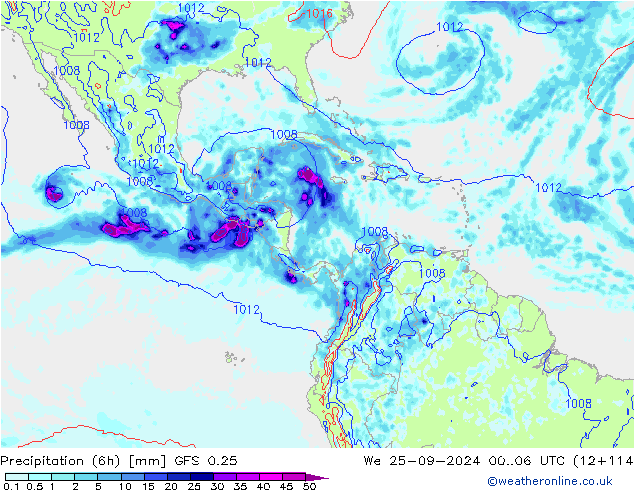 Z500/Rain (+SLP)/Z850 GFS 0.25 We 25.09.2024 06 UTC