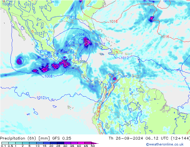 Z500/Rain (+SLP)/Z850 GFS 0.25 Th 26.09.2024 12 UTC