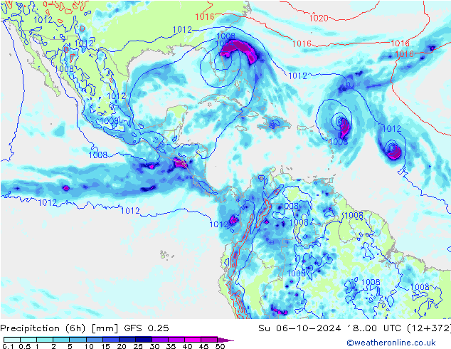 Z500/Regen(+SLP)/Z850 GFS 0.25 zo 06.10.2024 00 UTC