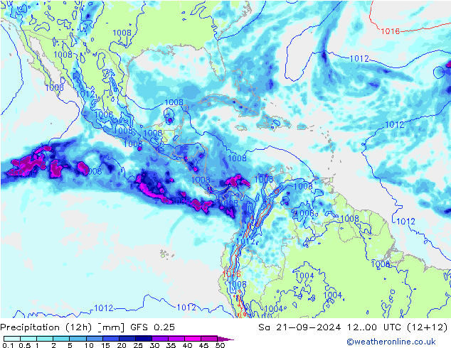 Precipitation (12h) GFS 0.25 So 21.09.2024 00 UTC