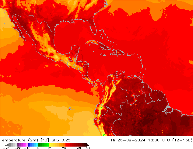 Temperature (2m) GFS 0.25 Th 26.09.2024 18 UTC