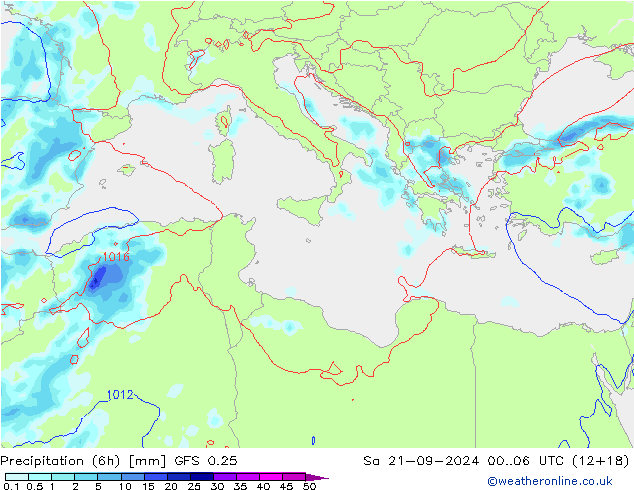 Z500/Rain (+SLP)/Z850 GFS 0.25  21.09.2024 06 UTC