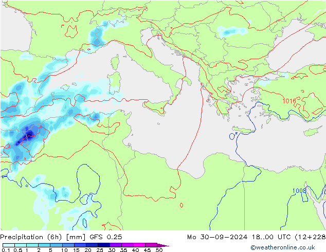 Z500/Rain (+SLP)/Z850 GFS 0.25 pon. 30.09.2024 00 UTC