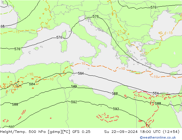 Z500/Rain (+SLP)/Z850 GFS 0.25  22.09.2024 18 UTC