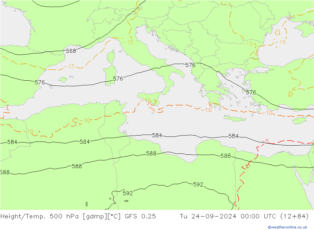 Z500/Rain (+SLP)/Z850 GFS 0.25 Di 24.09.2024 00 UTC