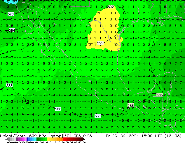 Z500/Rain (+SLP)/Z850 GFS 0.25  20.09.2024 15 UTC