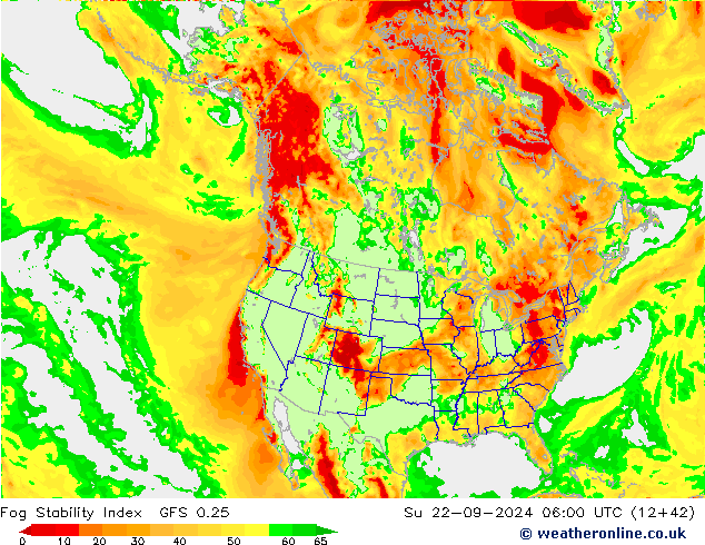 Fog Stability Index GFS 0.25 Ne 22.09.2024 06 UTC