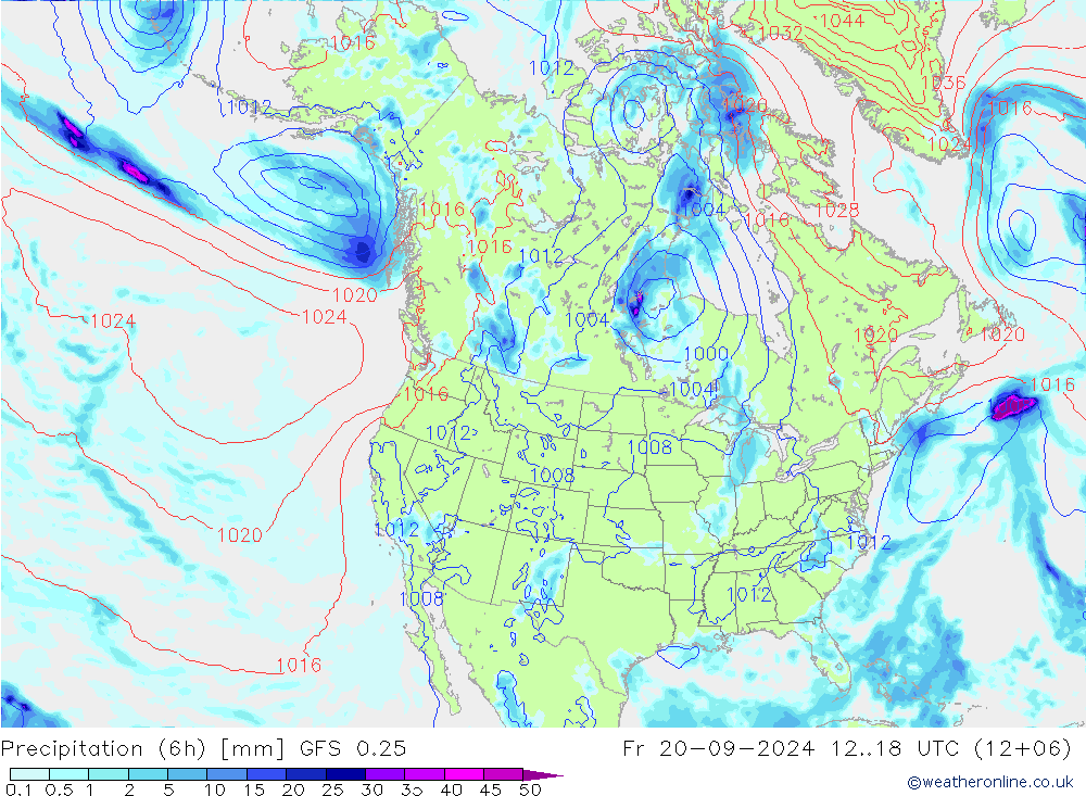 Z500/Rain (+SLP)/Z850 GFS 0.25 пт 20.09.2024 18 UTC