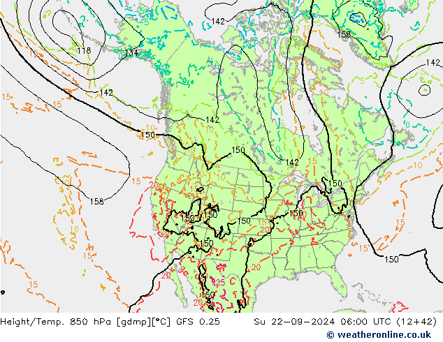 Height/Temp. 850 hPa GFS 0.25 So 22.09.2024 06 UTC