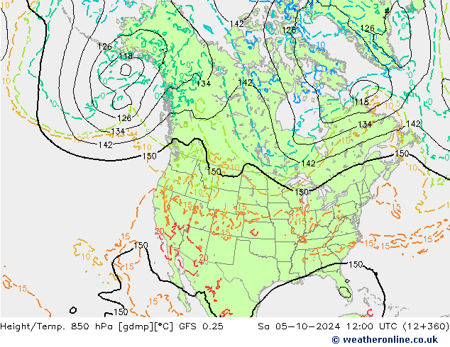 Z500/Rain (+SLP)/Z850 GFS 0.25 Sa 05.10.2024 12 UTC