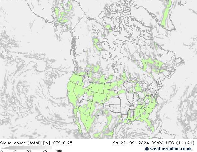 Wolken (gesamt) GFS 0.25 Sa 21.09.2024 09 UTC