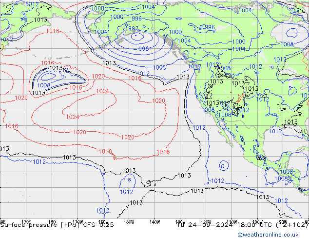 GFS 0.25: wto. 24.09.2024 18 UTC