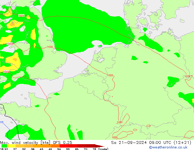 Max. wind velocity GFS 0.25 сб 21.09.2024 09 UTC