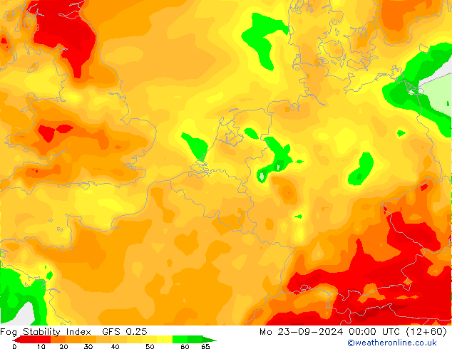 Fog Stability Index GFS 0.25 Mo 23.09.2024 00 UTC