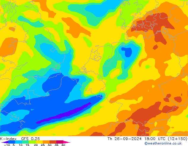 K-Index GFS 0.25 Th 26.09.2024 18 UTC