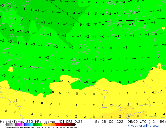 Z500/Rain (+SLP)/Z850 GFS 0.25 sam 28.09.2024 06 UTC