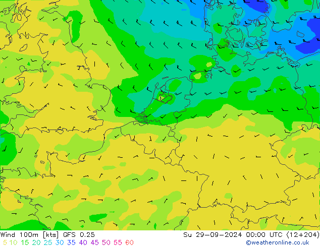 Wind 100m GFS 0.25 Su 29.09.2024 00 UTC