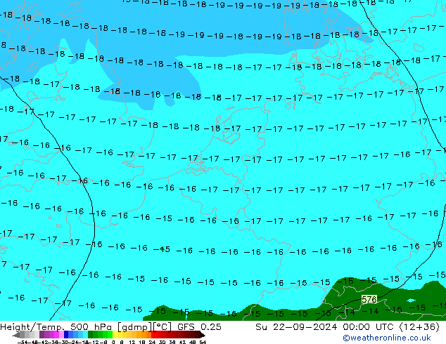 Z500/Yağmur (+YB)/Z850 GFS 0.25 Paz 22.09.2024 00 UTC