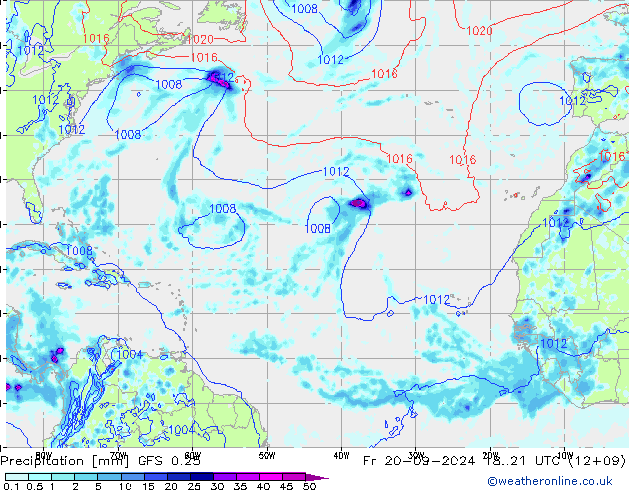 Srážky GFS 0.25 Pá 20.09.2024 21 UTC