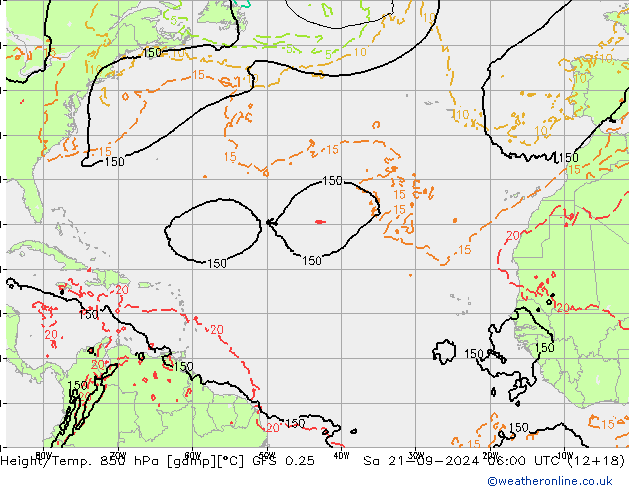 Yükseklik/Sıc. 850 hPa GFS 0.25 Cts 21.09.2024 06 UTC