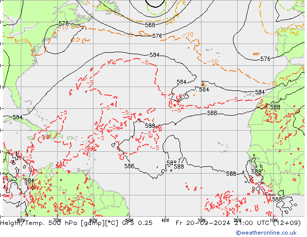 Z500/Rain (+SLP)/Z850 GFS 0.25 Pá 20.09.2024 21 UTC