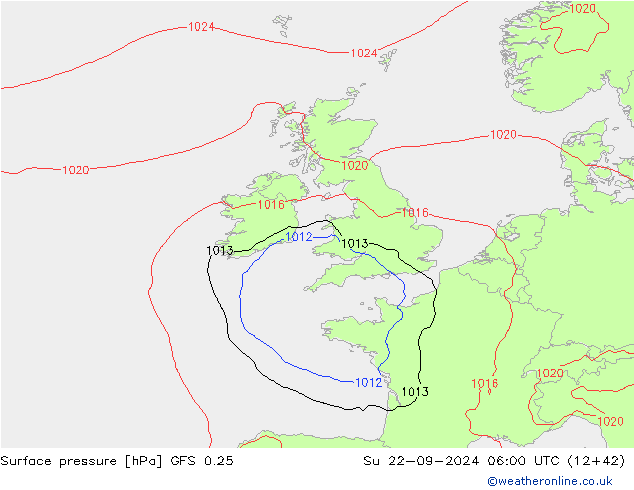 GFS 0.25: Paz 22.09.2024 06 UTC