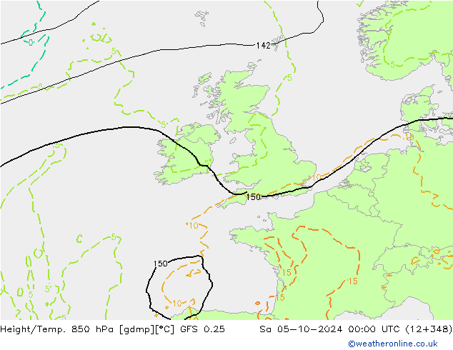 Z500/Rain (+SLP)/Z850 GFS 0.25 Sa 05.10.2024 00 UTC