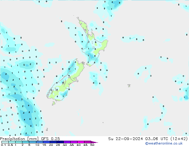 Neerslag GFS 0.25 zo 22.09.2024 06 UTC